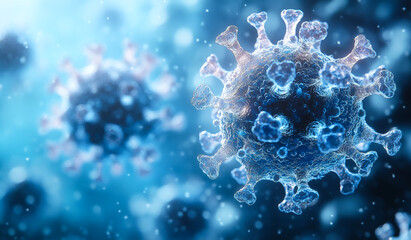 Structuring a coronavirus particle. This depiction details a coronavirus particle with its spiky surface and unique characteristics under close examination.