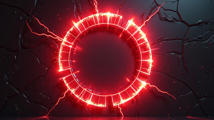 Obraz premium Glowing Red Plasma Circle on Dark Textured Background