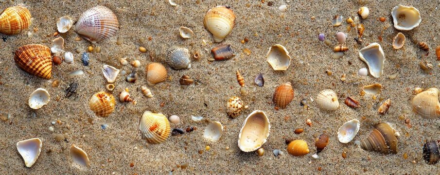 wet beach sand textured with tiny shells and seeds, illustrating natural seaside patterns.