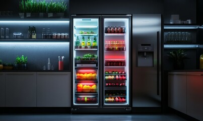 Smart refrigerator with touchscreen and organized shelves