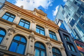 A striking blend of history and modernity in the heart of the city reveals architectural beauty and urban evolution