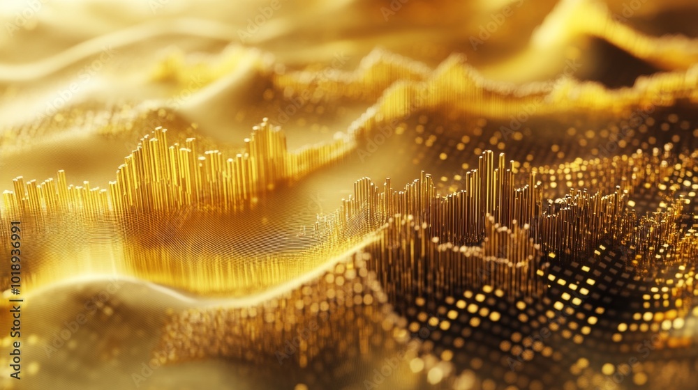 Poster Golden Abstract Wave Patterns for Background Usage