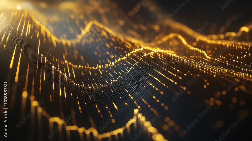 Aufkleber Golden Waves of Light in Abstract Pattern