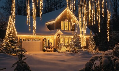 Twinkling icicle lights add a frosty glow to your holiday home with elegant light displays