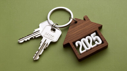 House Keys Keychain with 2025 Home Ownership Concept