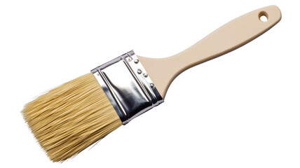 A paintbrush with a silver handle and a white handle