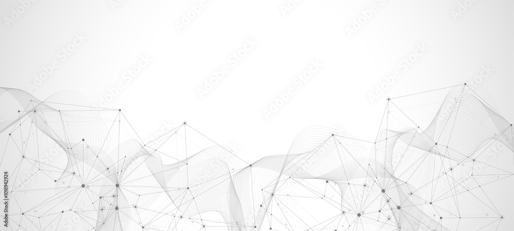 Fototapete Global network connection concept. Big data visualization. Social network communication in the global computer networks. Internet technology. Business. Science. Vector illustration