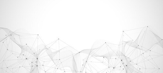 Global network connection concept. Big data visualization. Social network communication in the global computer networks. Internet technology. Business. Science. Vector illustration