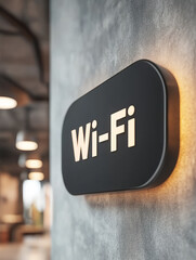 Wi-Fi sign in a modern interior setting.