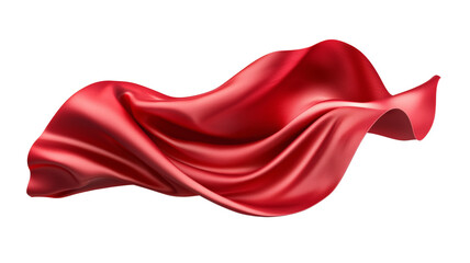 A red fabric is shown in the air, with the edges of the fabric being blurred