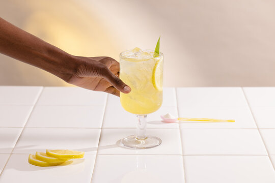 Refreshing Lemonade Served on a White Table