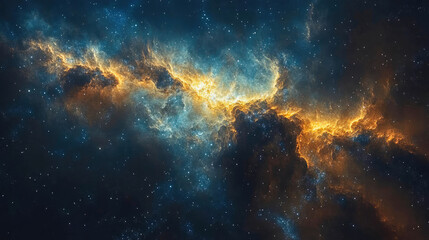 Fototapeta premium A vivid pink and blue cosmic nebula glowing against the backdrop of deep space, featuring stars and galactic clouds