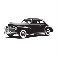 american carIllustration of a vintage car vector art. Black lines  sticker on white Background, car, auto, automobile, vehicle, transport, sports, transportation, luxury, sport, speed, toy, classic, 