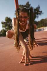 An Energetic Young Athlete is Getting Ready and Preparing for an Exciting Race Event Ahead