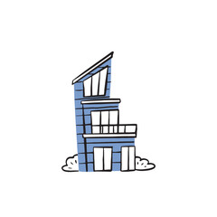 Hand drawn flat vector illustration of modern house, isolated elements. Concept for textile patter, nursery design, map design, childish	