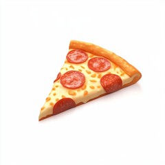 Cartoon pizza slice icon on white background