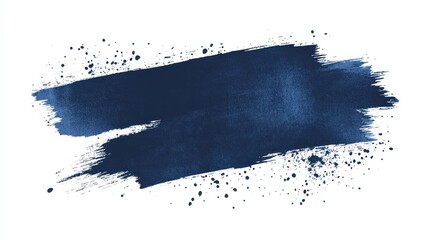 Fototapeta premium Grainy blue bold brush stroke with spray texture. Hand drawn distress damaged edge vintage template, banner. Grainy bold brush strokes texture with small dots. Retro vector background for posters