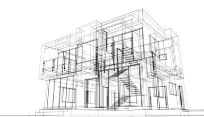 house building sketch architectural 3d illustration
