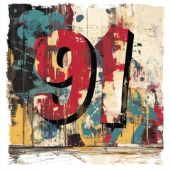Fototapeta premium Vibrant abstract art featuring the bold number 91 in a mix of colors.