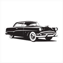 american carIllustration of a vintage car vector art. Black lines  sticker on white Background, car, auto, automobile, vehicle, transport,