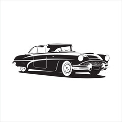 american carIllustration of a vintage car vector art. Black lines  sticker on white Background, car, auto, automobile, vehicle, transport,