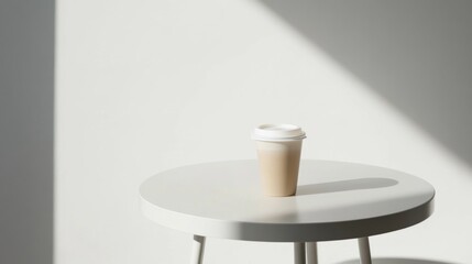 Minimalist Coffee Cup on Table with Soft Light