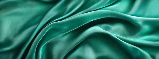 Fototapeta premium Silk fabric in a green color