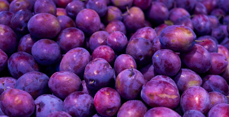 ripe plums as background close up