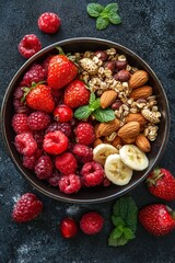 Homemade snack crunchy nuts and soft fruits, designed for easy on-the-go consumption.