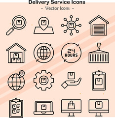 Icons representing various delivery service themes and activities.