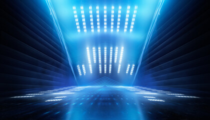 Obraz premium Abstract neon scene with lights and spotlights.