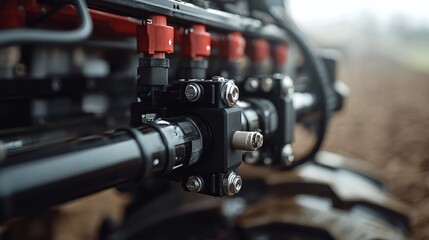 hydraulic valve pipe system in modern farm machinery, showcasing the engineering and technology behind fluid power and mechanical systems in agriculture