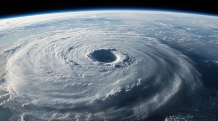 A massive Hurricane Milton, seen from space, spirals over coastline with a distinct eye at its center, surrounded by swirling cloud bands that stretch across the state and surrounding waters