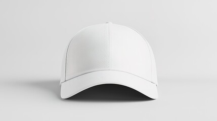 A stylish white cap with a textured design, featuring a curved brim, set against a neutral background.