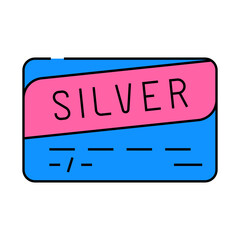 silver credit card line icon vector. silver credit card sign. isolated symbol illustration