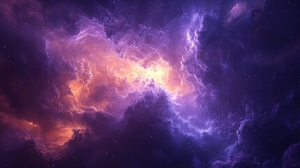 A purple and orange cloud in space with many stars