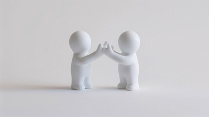 Teamwork - People giving a High Five Isolated White Concept Illustration.