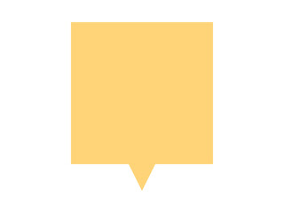 ミニマルな正方形吹き出し：カクカク下中央黄色