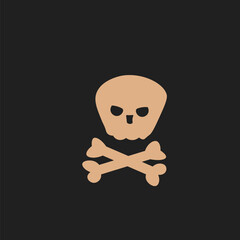 Fototapeta premium Halloween skeleton sign. Pirate flag. Vector Creepy skeleton, dead personage 