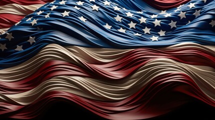 Waving American flag with textured folds in vibrant colors