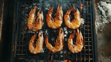 Grilled Shrimp on Charcoal Grill