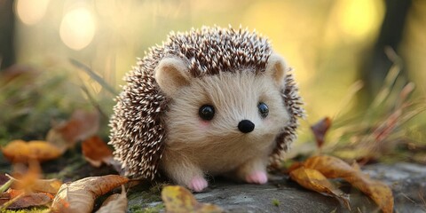 Obraz premium adorable stuffed animal hedgehog