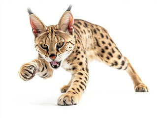 Obraz premium bengal tiger doing funny moves isolated against white background