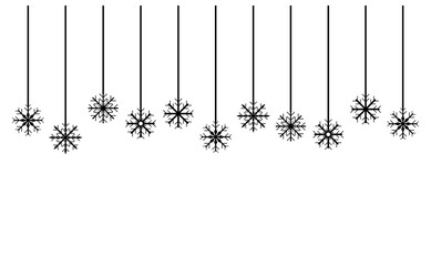 Simple Hanging Snowflakes - Decorative Design of Hanging Abstract Stars - Hanging Snowflake Ornament Isolated on Transparent Background