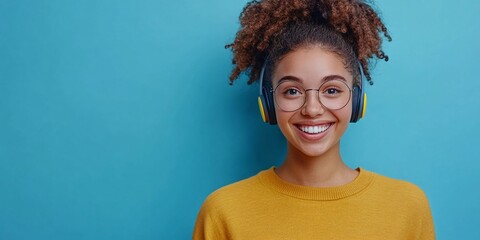 young woman smiling in a call center setting with CRM and headset mic, providing telemarketing, sales, and customer service with help desk support