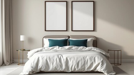  Modern Bedroom with White Bedding and Gold Accents
