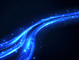 Fototapeta premium Blue fiber optic lines with white dots on black background vector illustration design, technology, and internet concept design