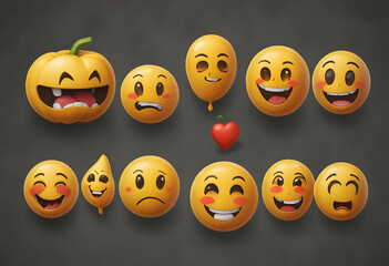 Obraz premium halloween pumpkin faces