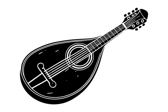 black and white mandolin musical instrument clip art preview