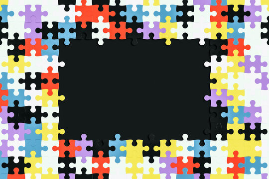 Blank Space Center of Multicolored Jigsaw Puzzles